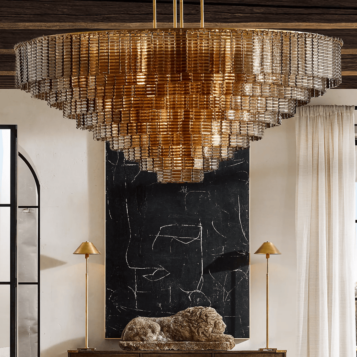 Siren Glass Round Chandelier 65" - Zelno