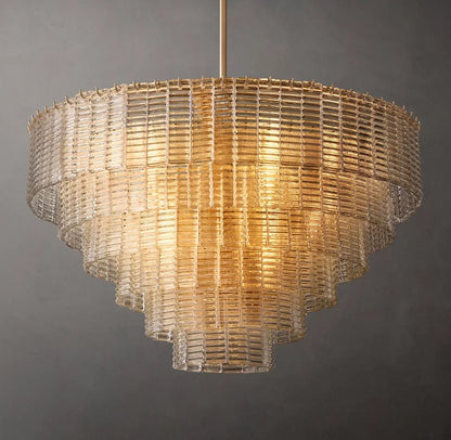 Siren ROUND GLASS CLEAR CHANDELIER 41" 36'' - Zelno
