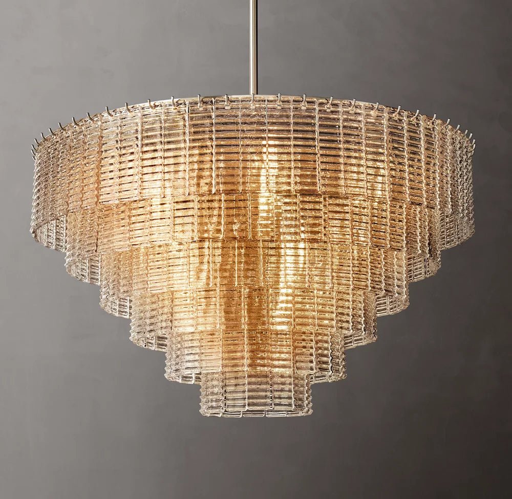 Siren ROUND GLASS CLEAR CHANDELIER 41" 36'' - Zelno
