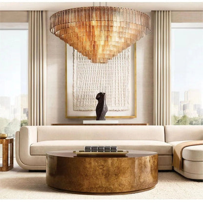 Siren ROUND GLASS CLEAR CHANDELIER 41" 36'' - Zelno