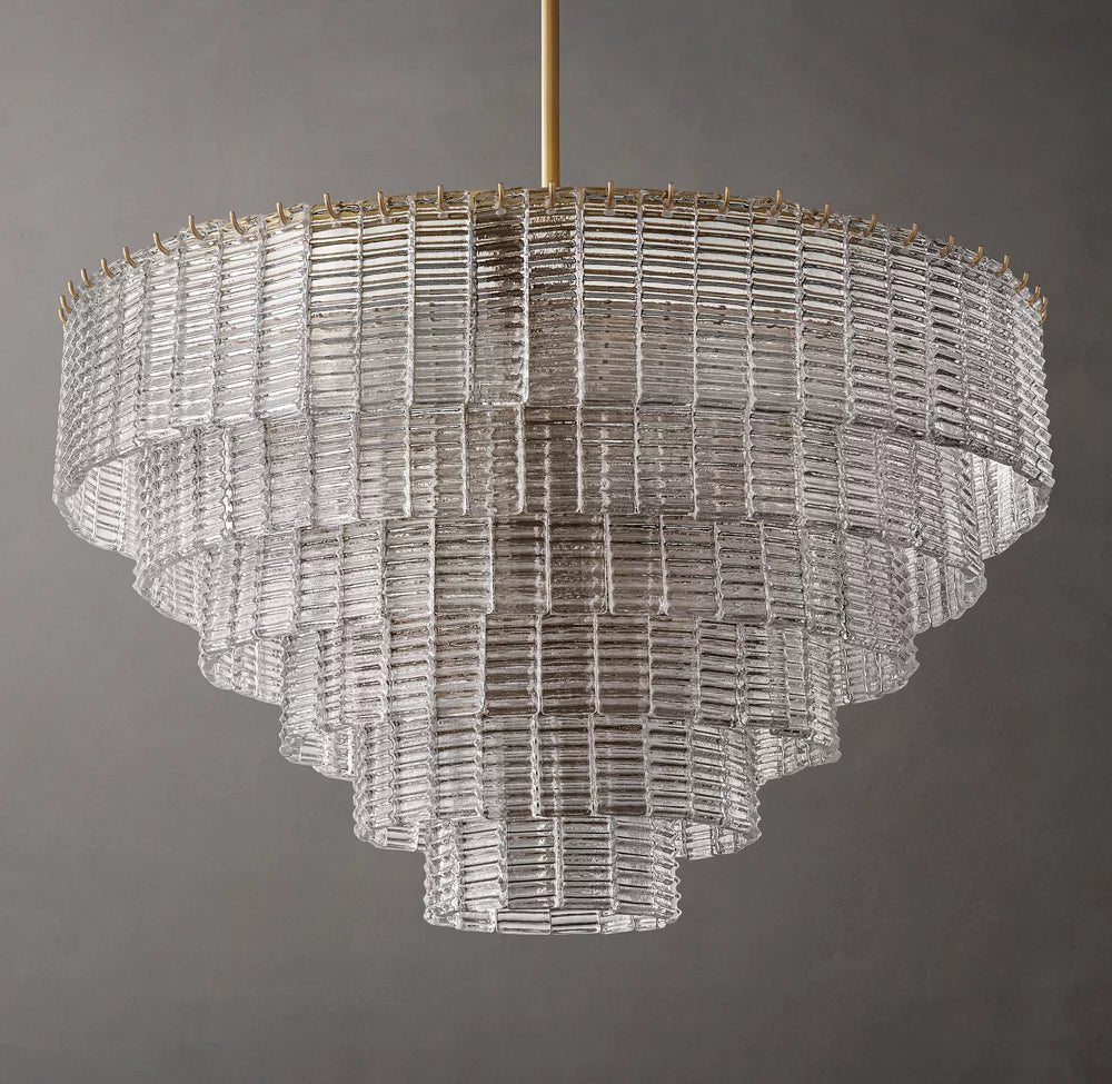 Siren ROUND GLASS CLEAR CHANDELIER 41" 36'' - Zelno