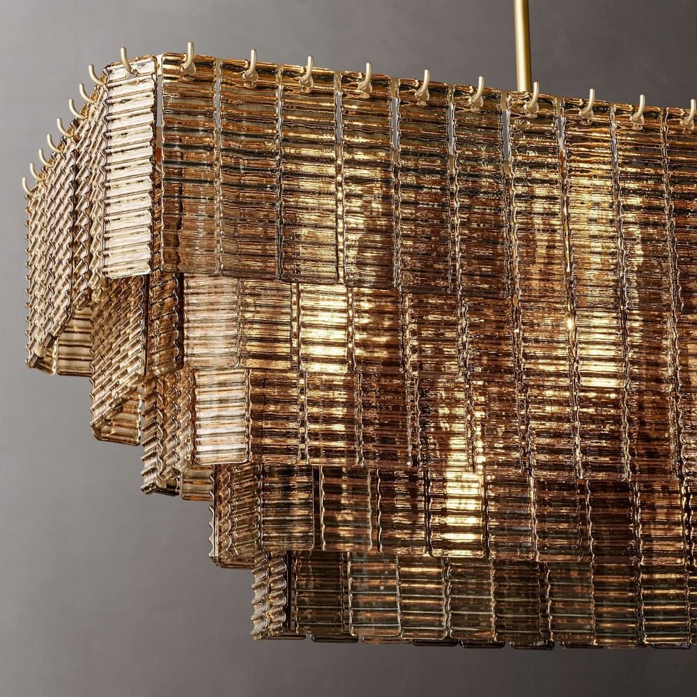 Siren Smoke Glass Rectangle Chandelier 59" - Zelno