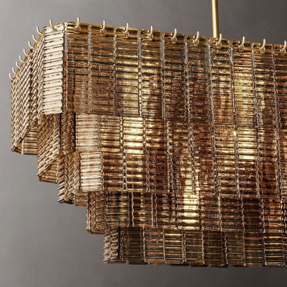 Siren Smoke Glass Rectangle Chandelier 59" - Zelno