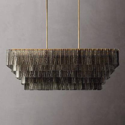 Siren Smoke Glass Rectangle Chandelier 59" - Zelno