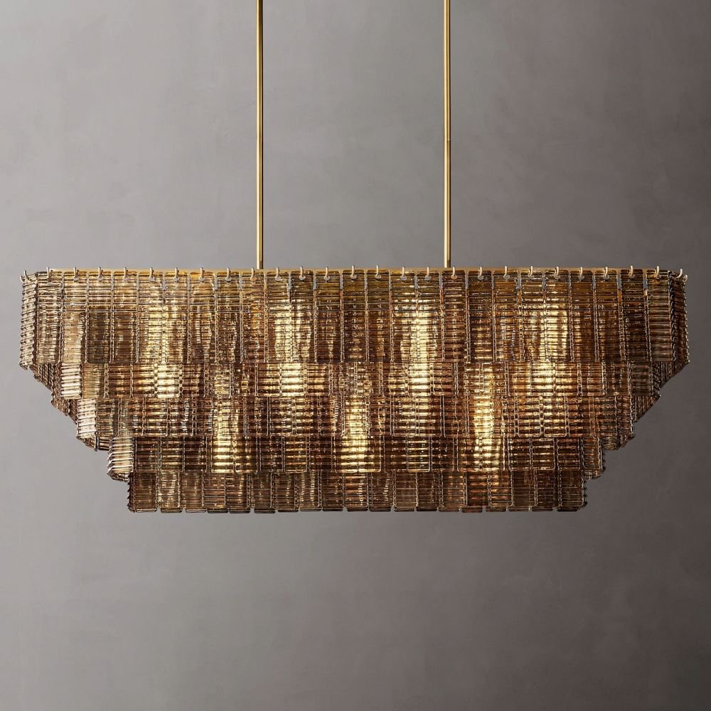 Siren Smoke Glass Rectangle Chandelier 59" - Zelno