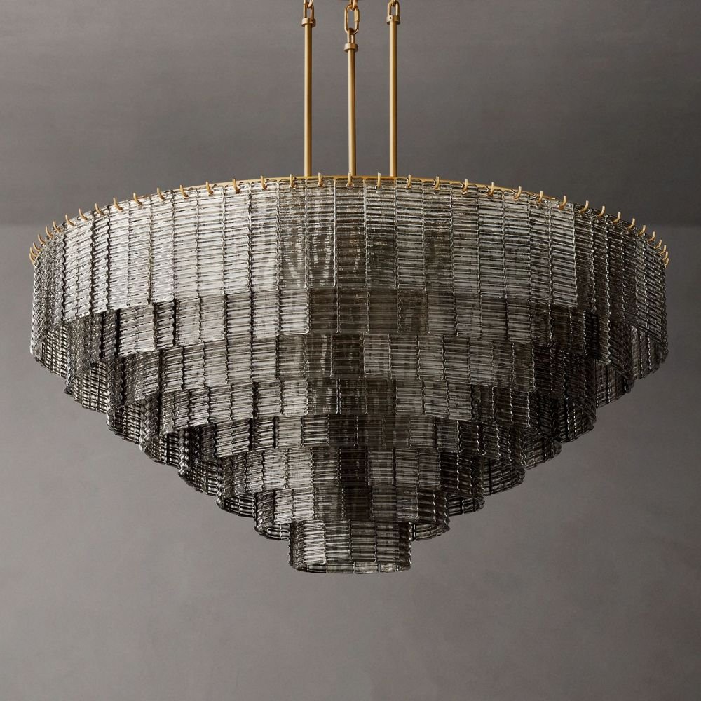 Siren Smoke Glass Round Chandelier 52" - Zelno