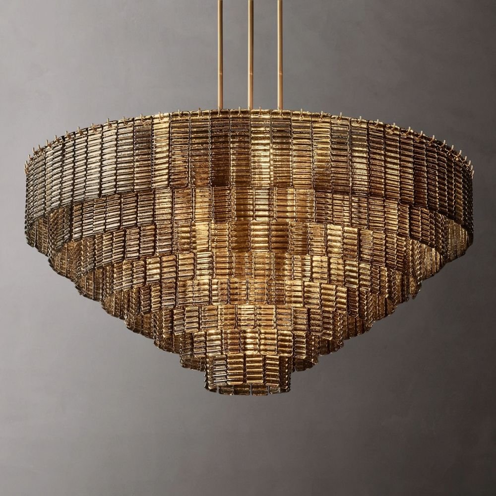 Siren Smoke Glass Round Chandelier 52" - Zelno