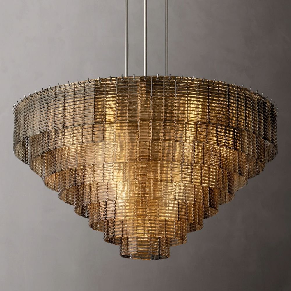 Siren Smoke Glass Round Chandelier 52" - Zelno