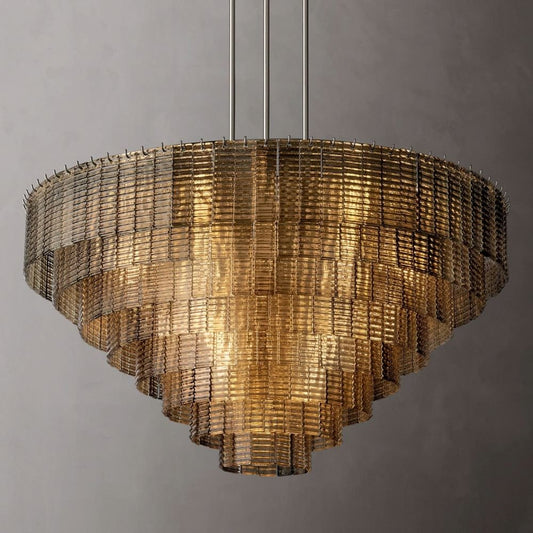 Siren Smoke Glass Round Chandelier 52" - Zelno