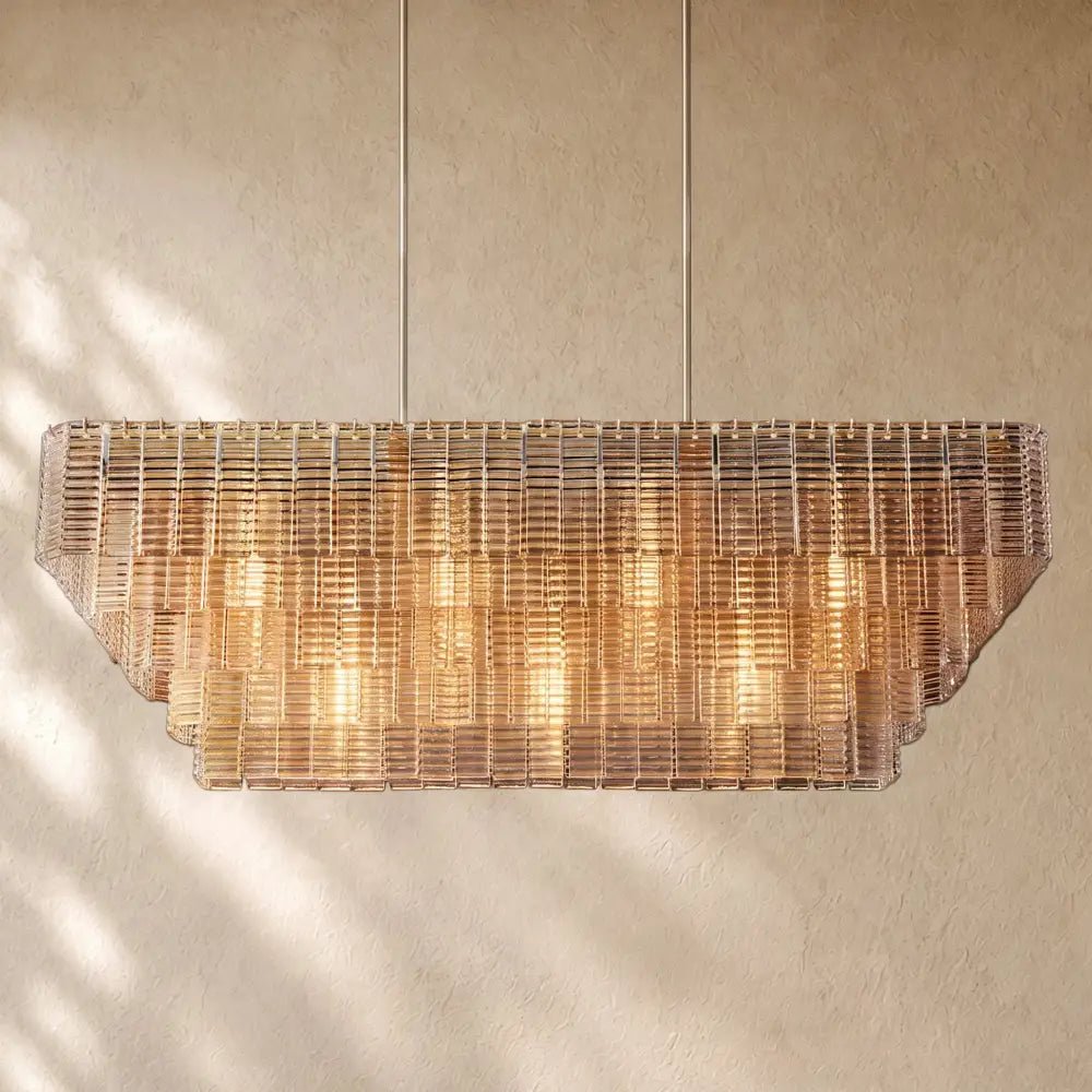 Sirena Glass Rectangular Chandelier - Zelno