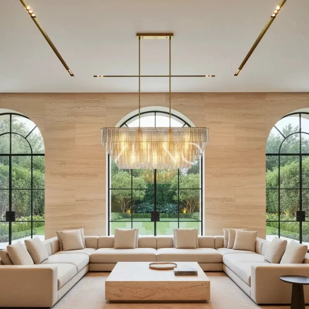 Sirena Glass Rectangular Chandelier - Zelno