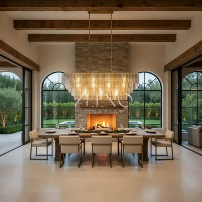 Sirena Glass Rectangular Chandelier - Zelno