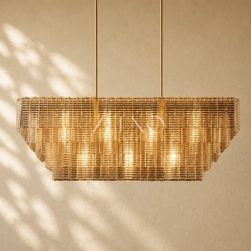 Sirena Glass Rectangular Chandelier - Zelno