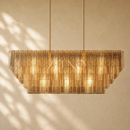 Sirena Glass Rectangular Chandelier - Zelno