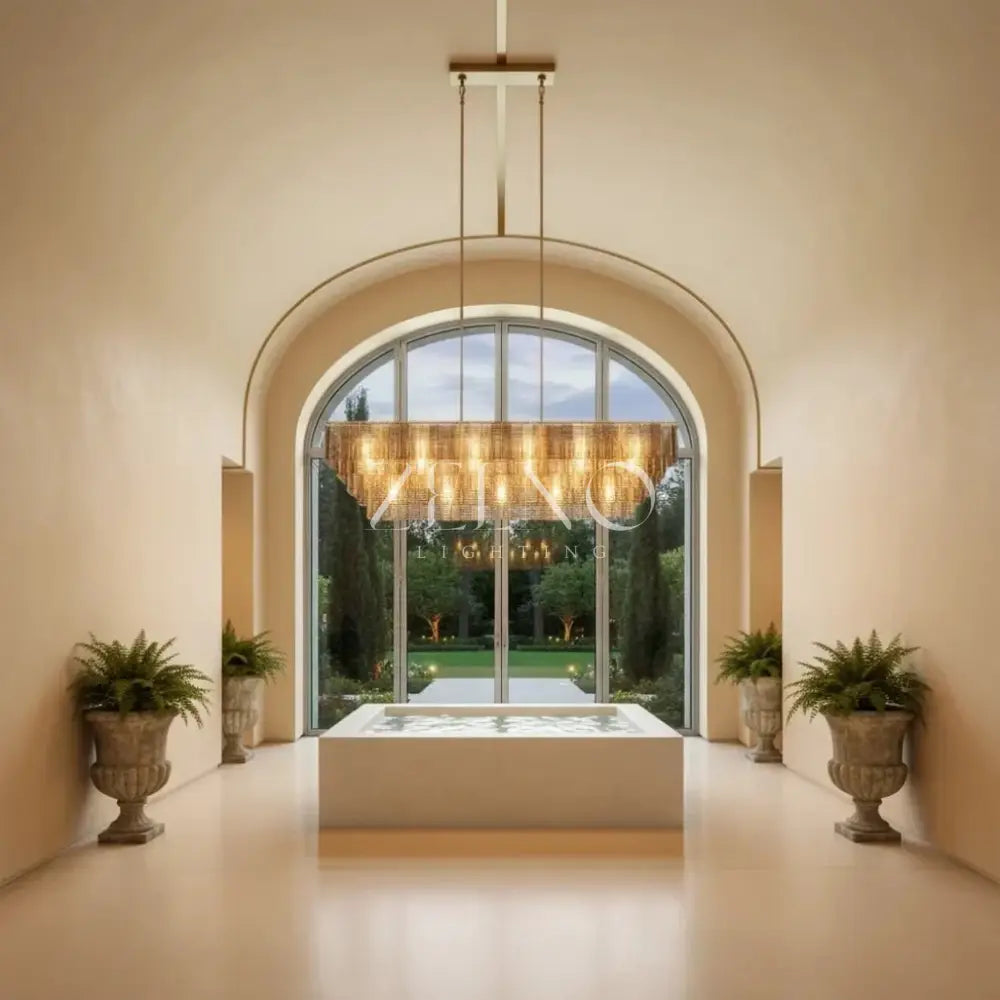 Sirena Glass Rectangular Chandelier - Zelno