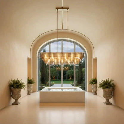 Sirena Glass Rectangular Chandelier - Zelno
