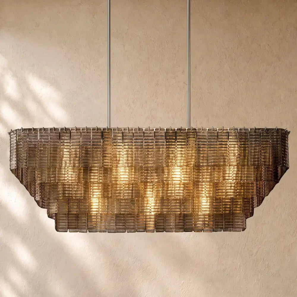 Sirena Glass Rectangular Chandelier - Zelno