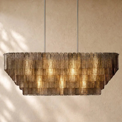 Sirena Glass Rectangular Chandelier - Zelno