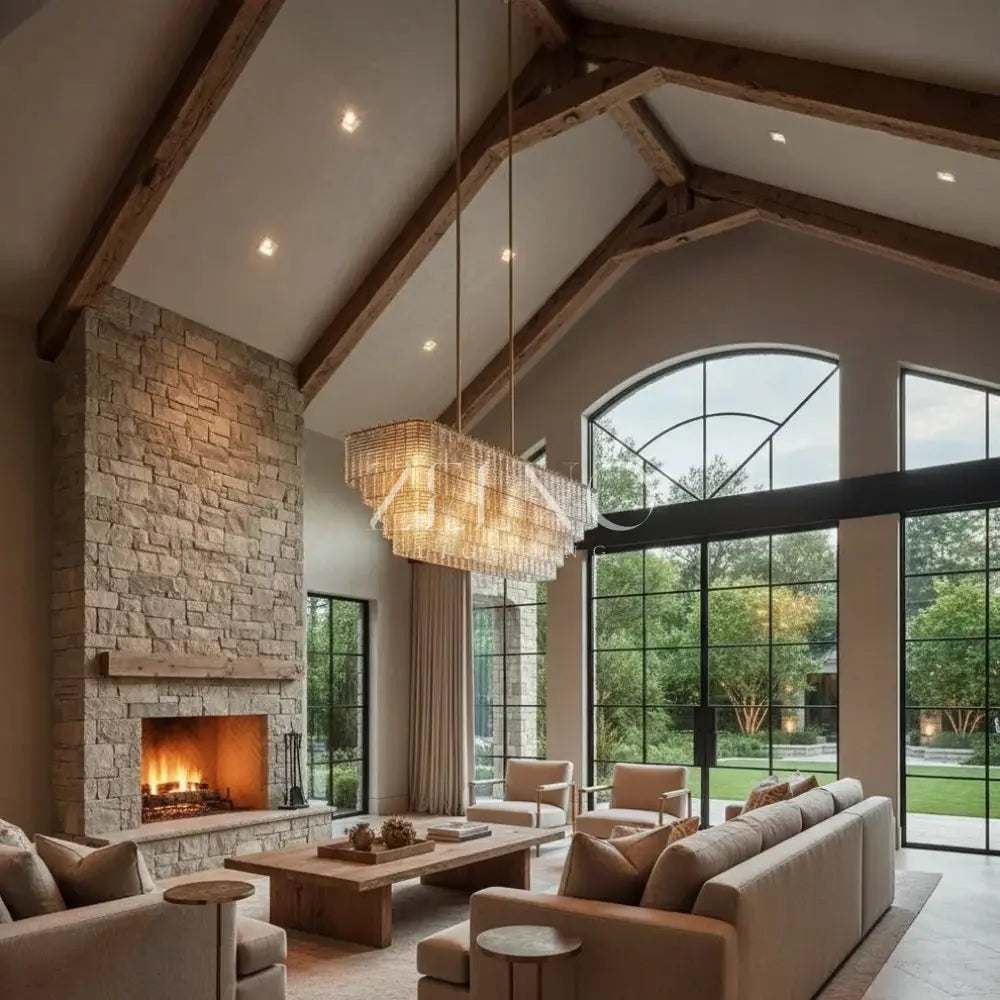 Sirena Glass Rectangular Chandelier - Zelno