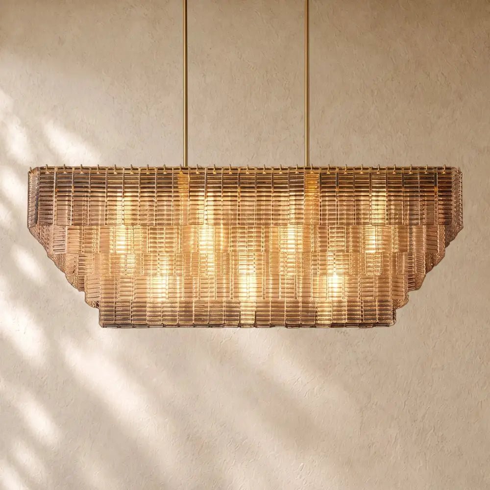 Sirena Glass Rectangular Chandelier - Zelno