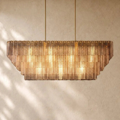 Sirena Glass Rectangular Chandelier - Zelno
