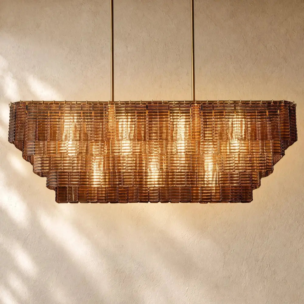 Sirena Glass Rectangular Chandelier - Zelno