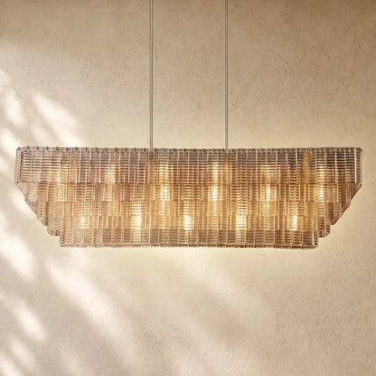 Sirena Glass Rectangular Chandelier - Zelno
