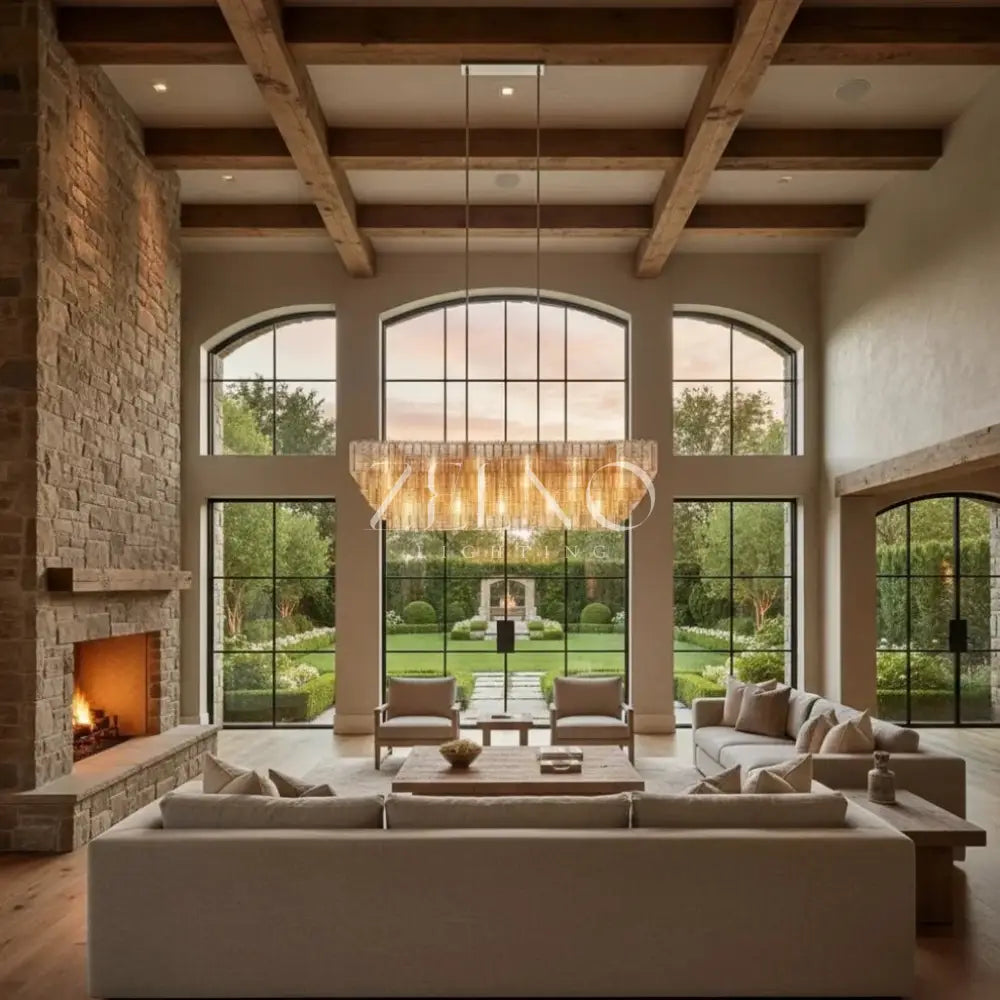 Sirena Glass Rectangular Chandelier - Zelno