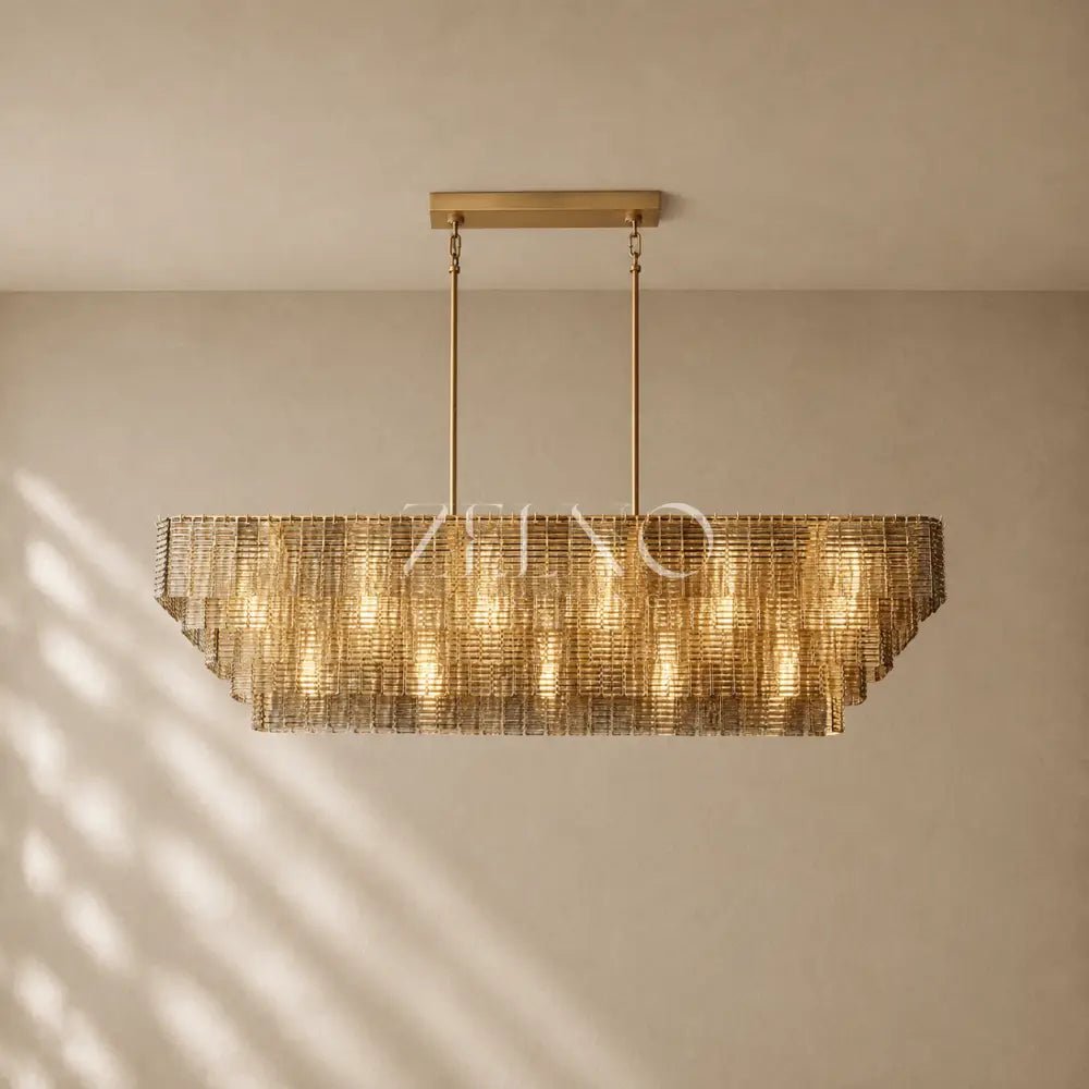 Sirena Glass Rectangular Chandelier - Zelno