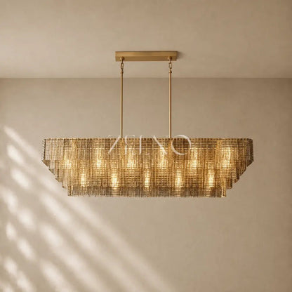 Sirena Glass Rectangular Chandelier - Zelno