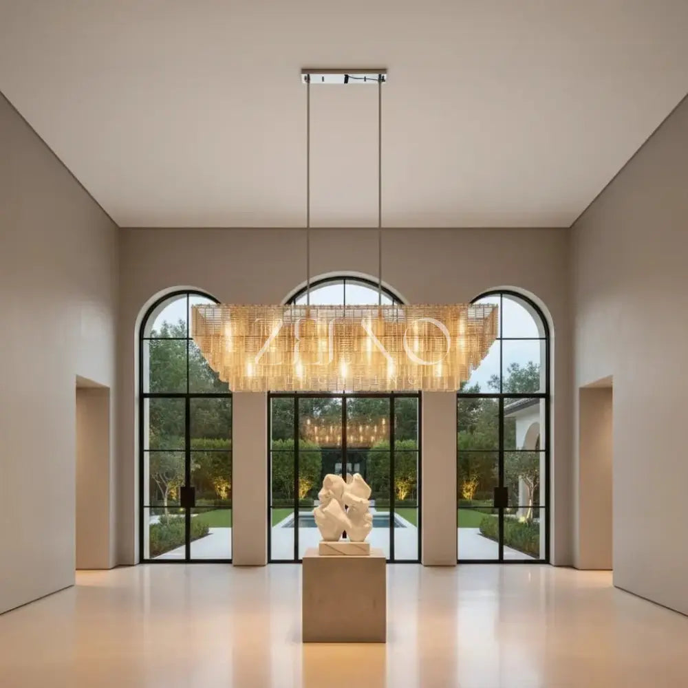 Sirena Glass Rectangular Chandelier - Zelno