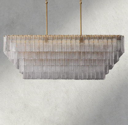 Sirene Clear Glass Rectangular Chandelier 59" - Zelno Lighting