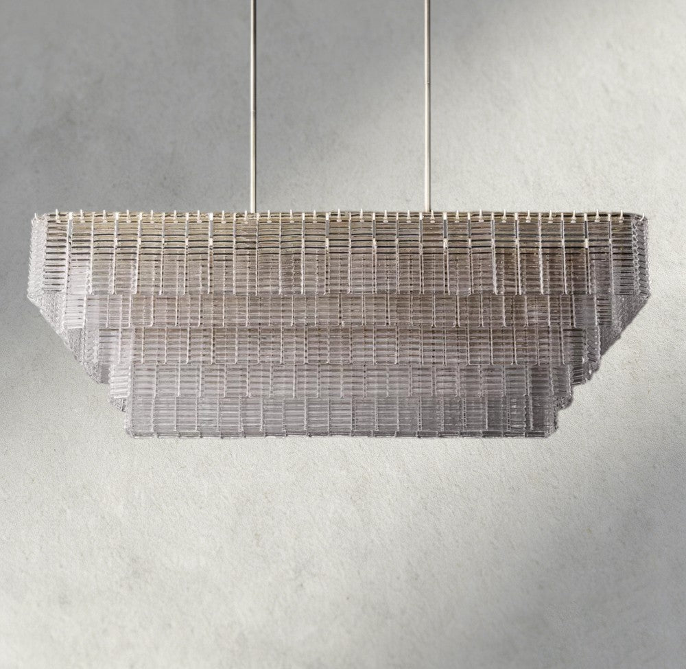 Sirene Clear Glass Rectangular Chandelier 59" - Zelno Lighting