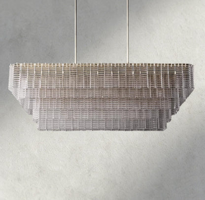 Sirene Clear Glass Rectangular Chandelier 59" - Zelno Lighting
