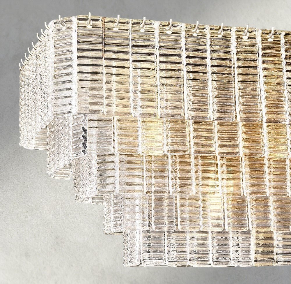 Sirene Clear Glass Rectangular Chandelier 59" - Zelno Lighting