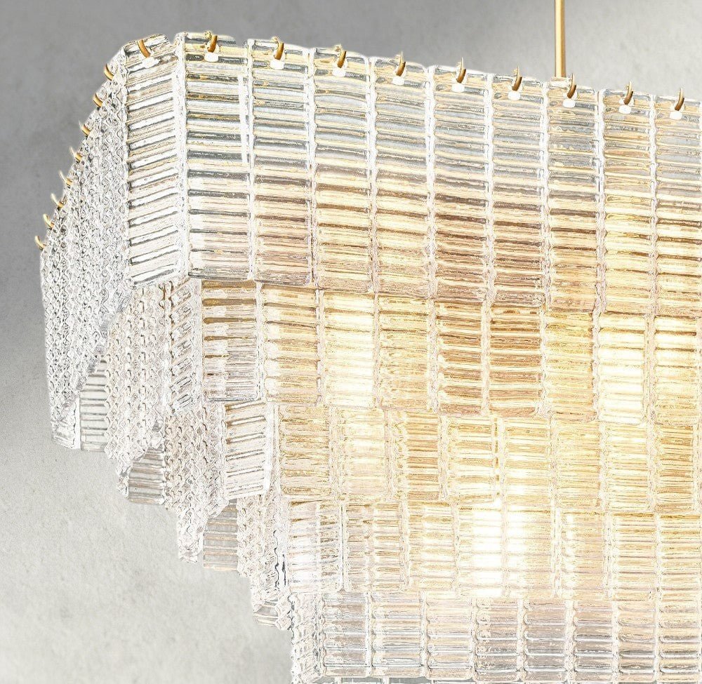 Sirene Clear Glass Rectangular Chandelier 59" - Zelno Lighting