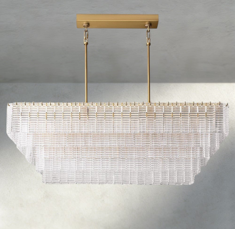 Sirene Clear Glass Rectangular Chandelier 59" - Zelno Lighting
