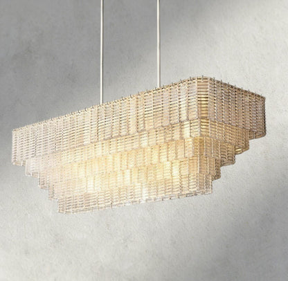 Sirene Clear Glass Rectangular Chandelier 59" - Zelno Lighting