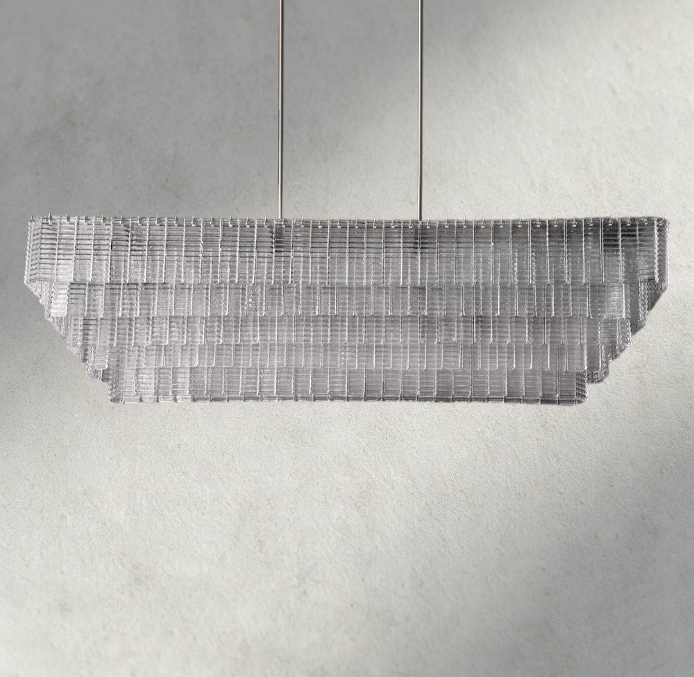 Sirene Clear Glass Rectangular Chandelier 59" - Zelno Lighting