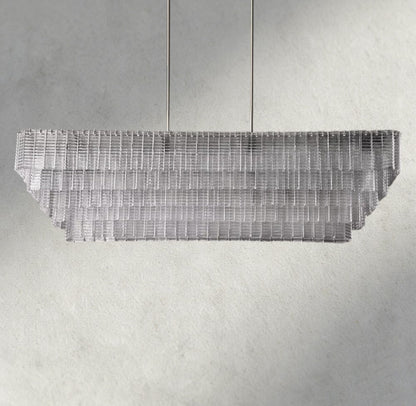 Sirene Clear Glass Rectangular Chandelier 59" - Zelno Lighting
