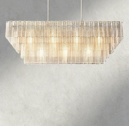 Sirene Clear Glass Rectangular Chandelier 59" - Zelno Lighting