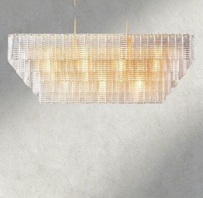 Sirene Clear Glass Rectangular Chandelier 59" - Zelno Lighting