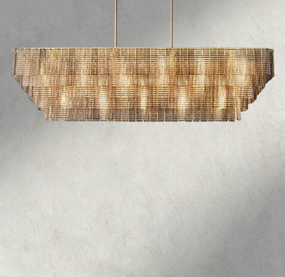 Sirene Smoke Glass Rectangular Chandelier 59", 77" - Zelno Lighting