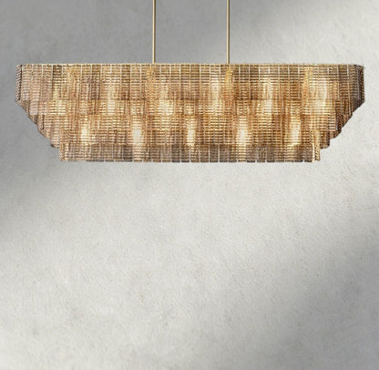 Sirene Smoke Glass Rectangular Chandelier 59", 77" - Zelno Lighting
