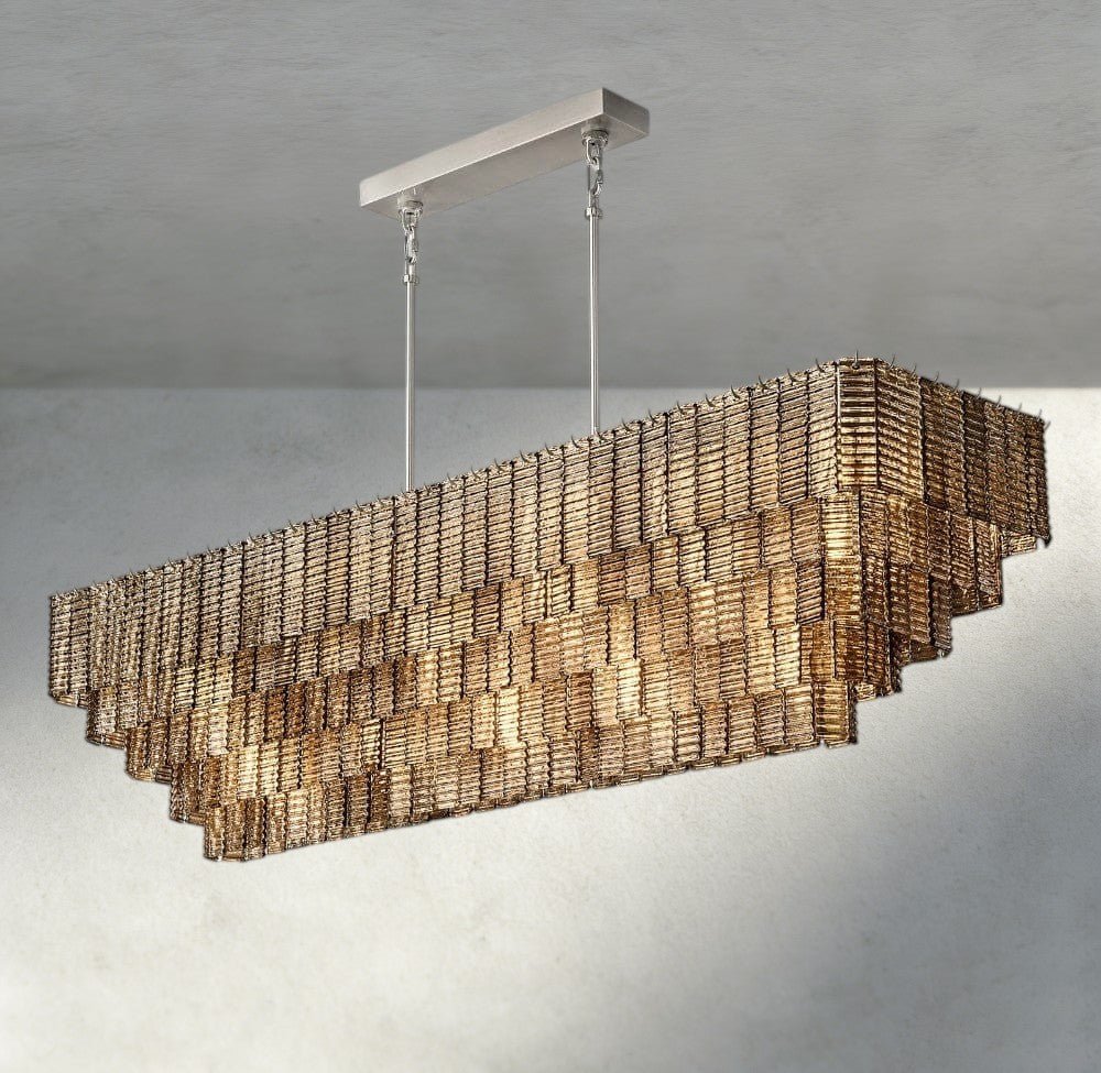Sirene Smoke Glass Rectangular Chandelier 59", 77" - Zelno Lighting