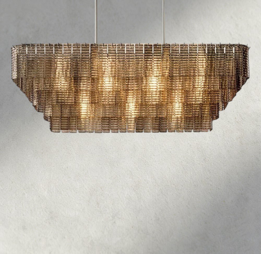 Sirene Smoke Glass Rectangular Chandelier 59", 77" - Zelno Lighting