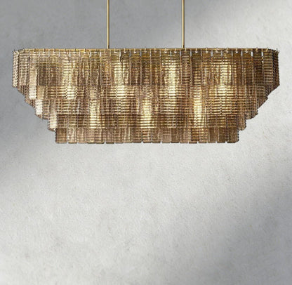 Sirene Smoke Glass Rectangular Chandelier 59", 77" - Zelno Lighting