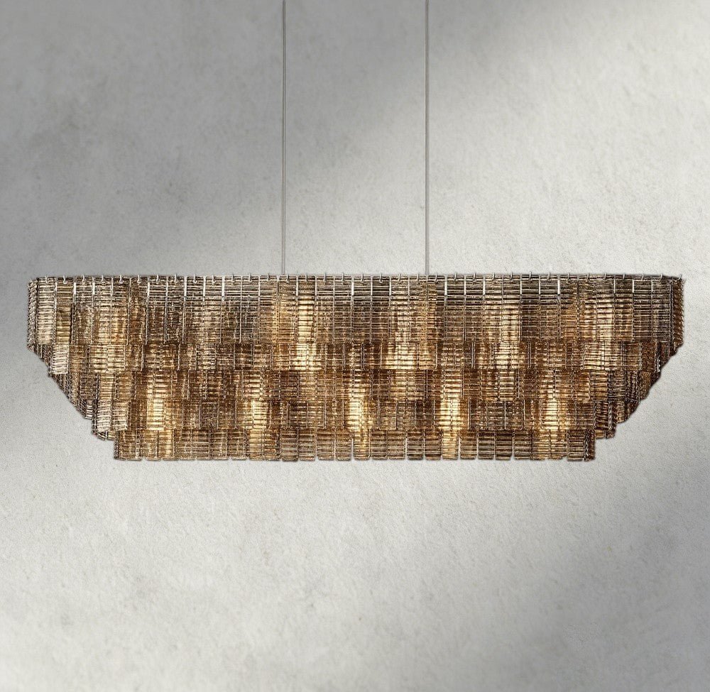 Sirene Smoke Glass Rectangular Chandelier 59", 77" - Zelno Lighting