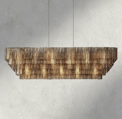 Sirene Smoke Glass Rectangular Chandelier 59", 77" - Zelno Lighting