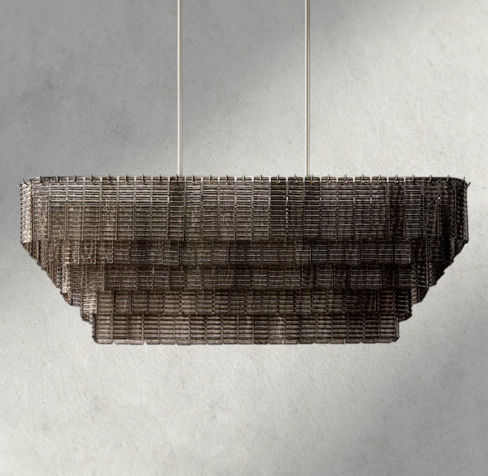 Sirene Smoke Glass Rectangular Chandelier 59", 77" - Zelno Lighting